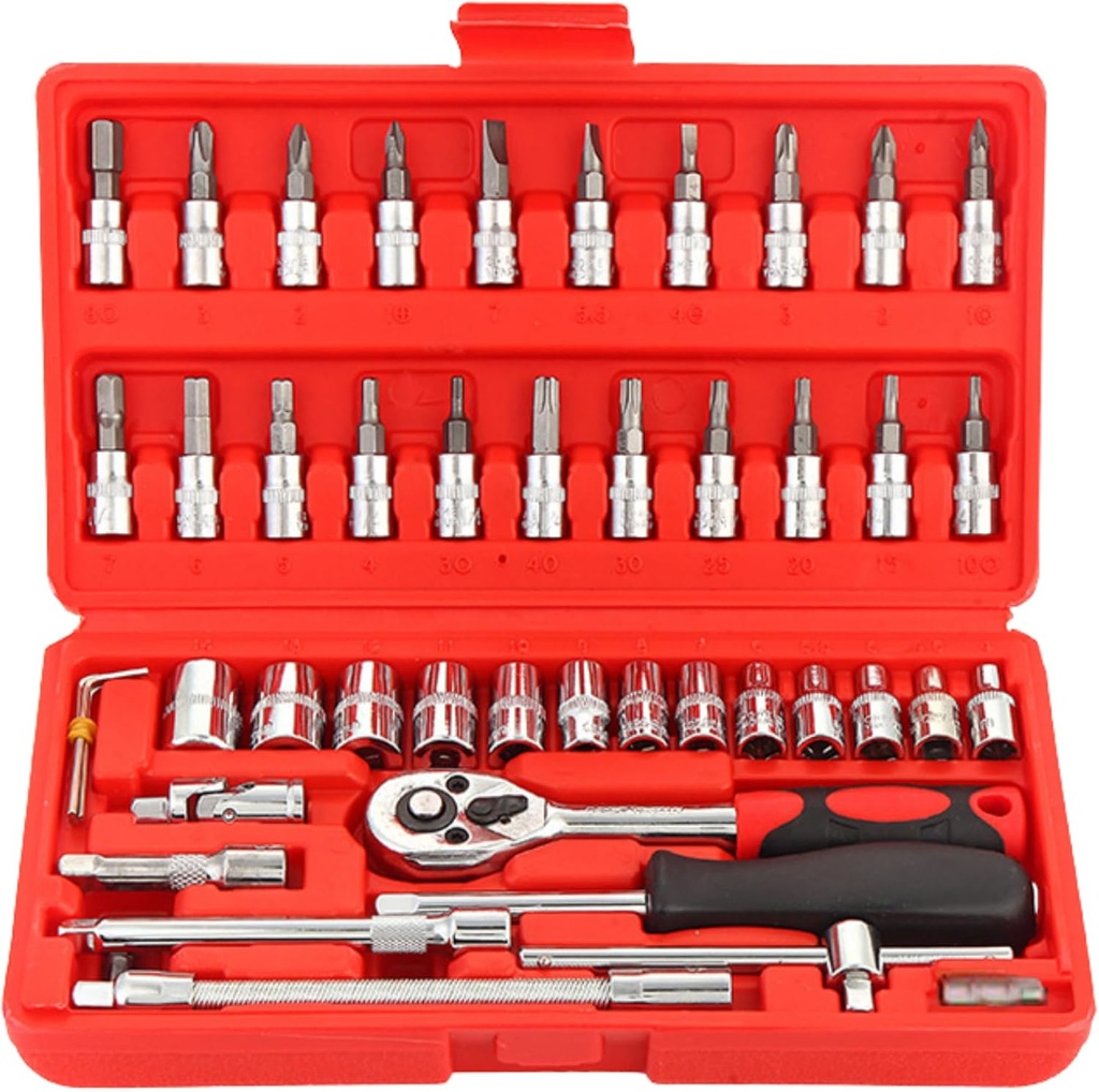 Set Chiavi a Bussola 46 Pezzi 1/4 con Cricchetto